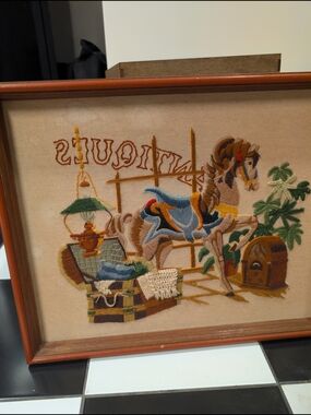 Vintage Crewel 17*21 Large Antiques